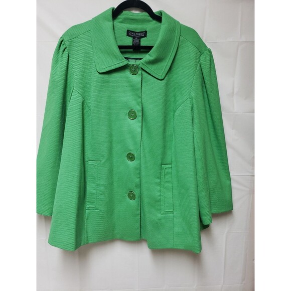 Dialogue Women’s 2X Swing Preppy Pea Coat Kelly Green Fully Lined NWT - Picture 13 of 14